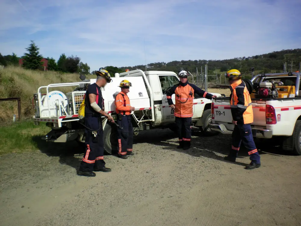 Crew providing fire cover on a work site.